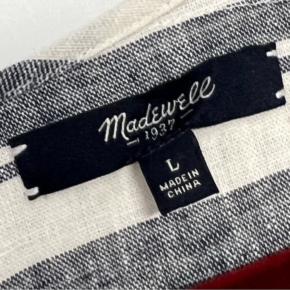 Madewell Perimeter Striped Linen Blend V Neck Casual Romper Women’s Large - Picture 15 of 15